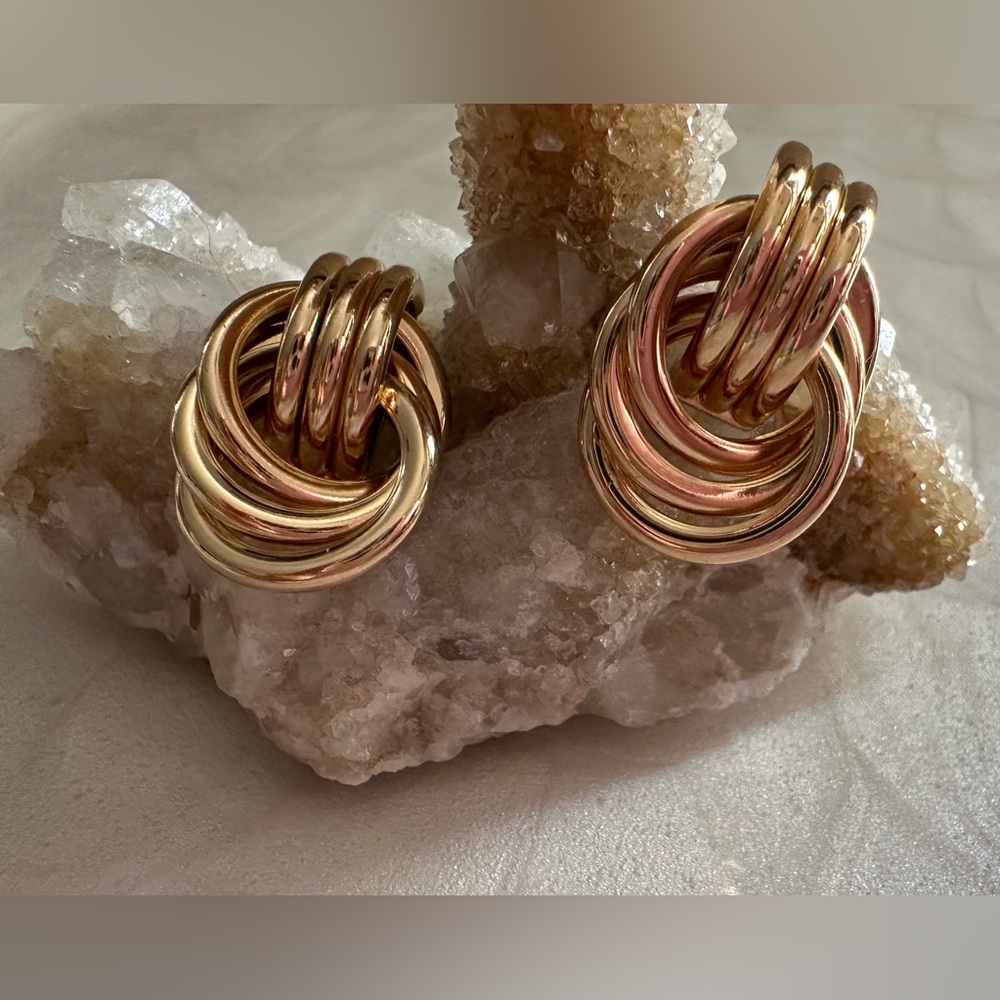 Gold-Tone Interlocking Hoop Earrings